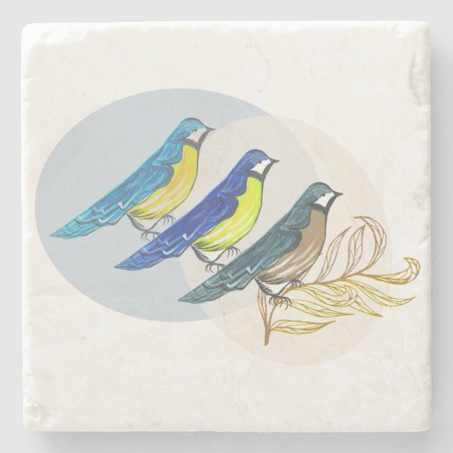 Dessous-de-verre En Pierre Trois oiseaux (Devant)