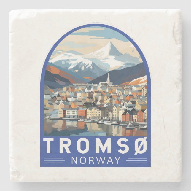 Dessous-de-verre En Pierre Tromso Norvège Travel Art Vintage (Devant)