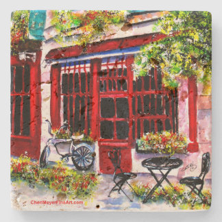 Dessous-de-verre En Pierre Tuile - Rouge Porte' Café'