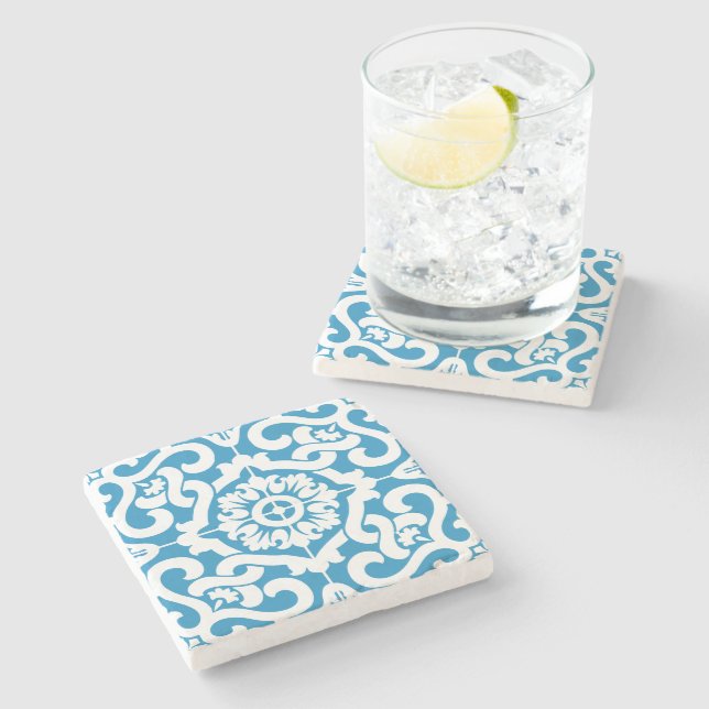Dessous-de-verre En Pierre Tuiles bleues portugaises 1 (Côté)