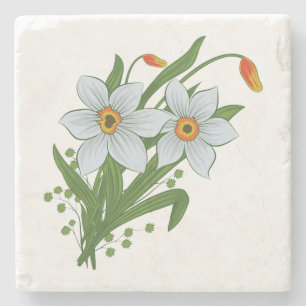 Dessous-de-verre En Pierre Tulipes et jonquilles Fleurs