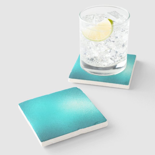 Dessous-de-verre En Pierre Turquoise Chic Aqua Blue (Côté)