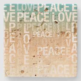 Dessous-de-verre En Pierre Turquoise Peach Gold White Peace Love