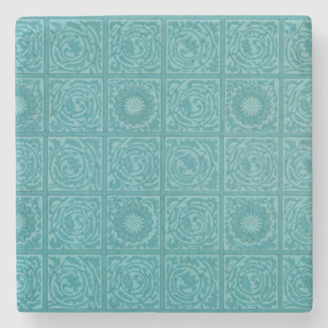 Dessous-de-verre En Pierre Turquoise Tile Motif (par William Morris) (Devant)