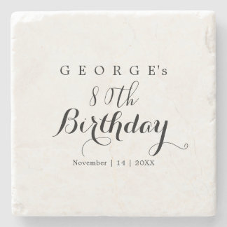 Dessous-de-verre En Pierre Typographie minimaliste Design d'anniversaire