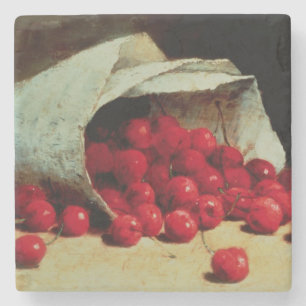 Dessous-de-verre En Pierre Un sac renversé des cerises