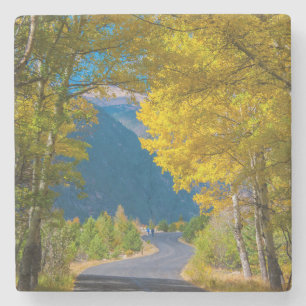 Dessous-de-verre En Pierre USA, Colorado. Route Flanquée Par Aspens