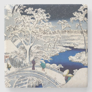 Dessous-de-verre En Pierre Utagawa Hiroshige - Pont des tambours à Meguro