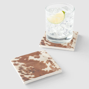 Dessous-de-verre En Pierre Vache blanche Brown