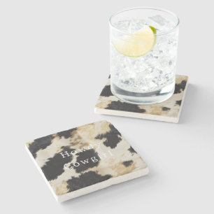 Dessous-de-verre En Pierre Vache blanche noire