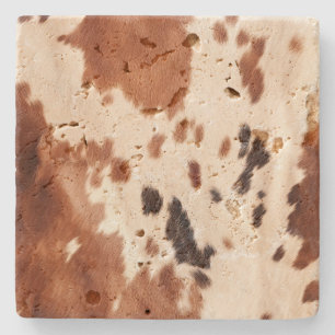 Dessous-de-verre En Pierre Vachette blanche Brown