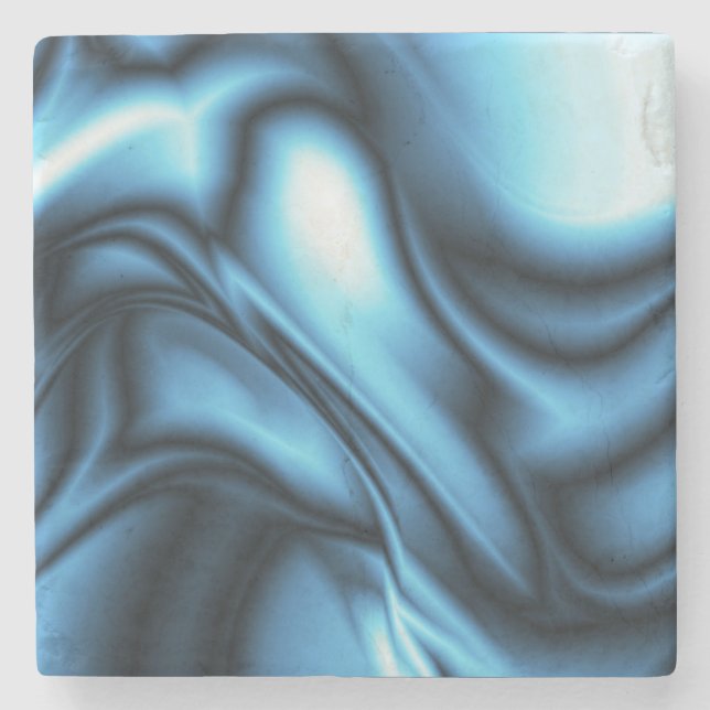 Dessous-de-verre En Pierre Vague de soie bleue (Devant)