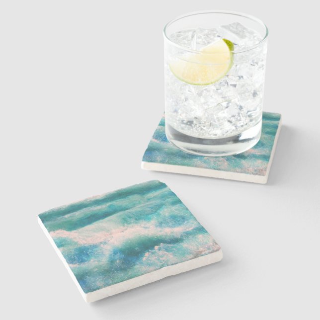 Dessous-de-verre En Pierre Vagues océaniques Abstraites (Côté)