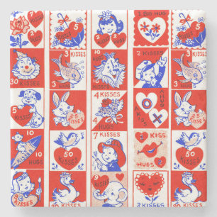 Dessous-de-verre En Pierre Valentine Retro Love Hugs Motif