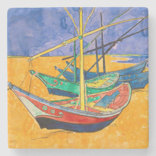 Dessous-de-verre En Pierre Van Gogh Bateaux Plage impressionniste