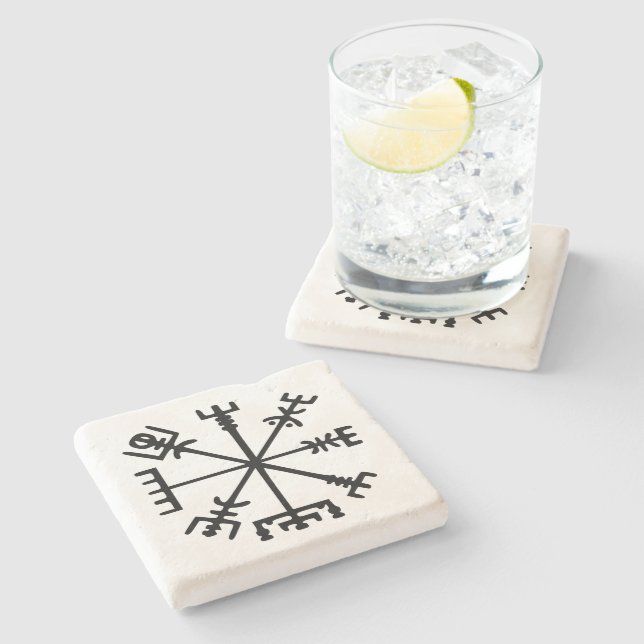 Dessous-de-verre En Pierre Vegvísir (Viking Compass) (Côté)
