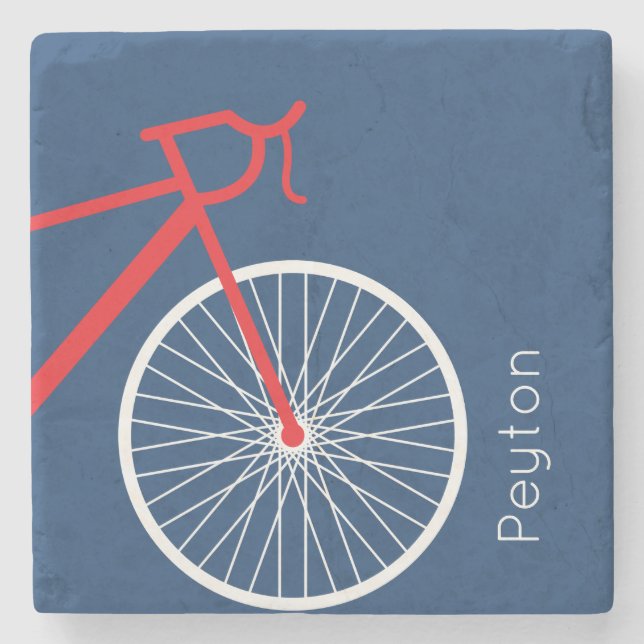 Dessous-de-verre En Pierre Vélo rouge et blanc (Devant)