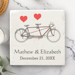 Dessous-de-verre En Pierre Vélo tandem vintage mignon sur mesure pour mariage
