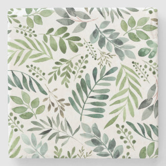 Dessous-de-verre En Pierre Verdure botanique Feuille Aquarelle