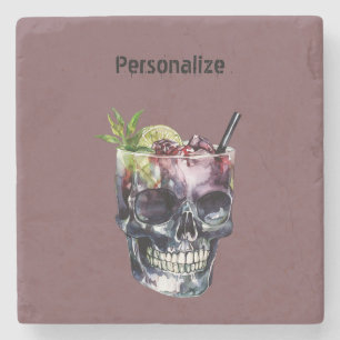 Dessous-de-verre En Pierre Verre personnalisé crâne gothique