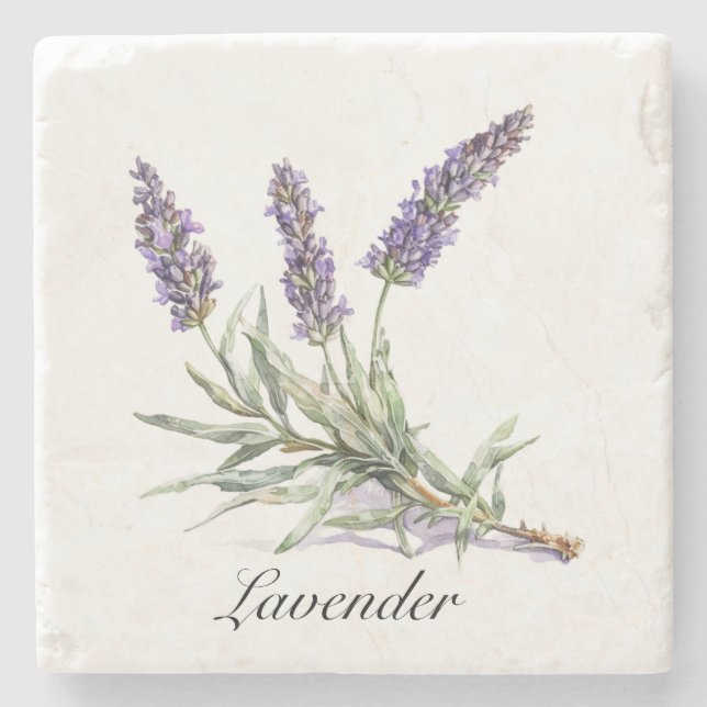 Dessous-de-verre En Pierre Vie de plantes : Lavande, personnalisable (Devant)