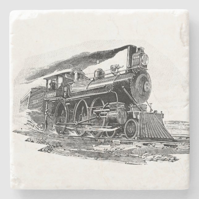 Dessous-de-verre En Pierre Vieille locomotive à vapeur (Devant)