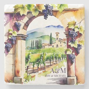 Dessous-de-verre En Pierre Vignoble mariage faveurs monogrammed