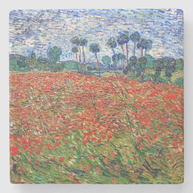 Dessous-de-verre En Pierre Vincent van Gogh - Poppy Field (Devant)