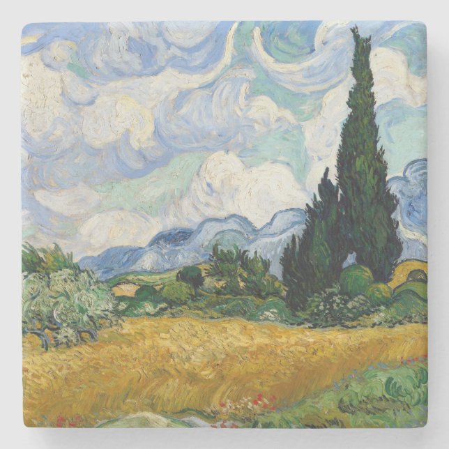 Dessous-de-verre En Pierre Vincent Van Gogh Wheat Field With Cypresses (Devant)