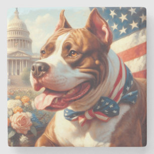 Dessous-de-verre En Pierre Vintage American Pit Bull Terrier Peinture