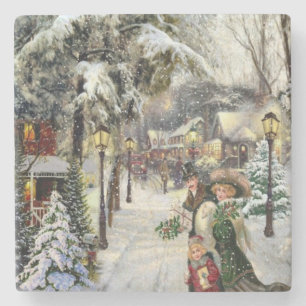 Dessous-de-verre En Pierre Vintage Christmas Fun Fine Art