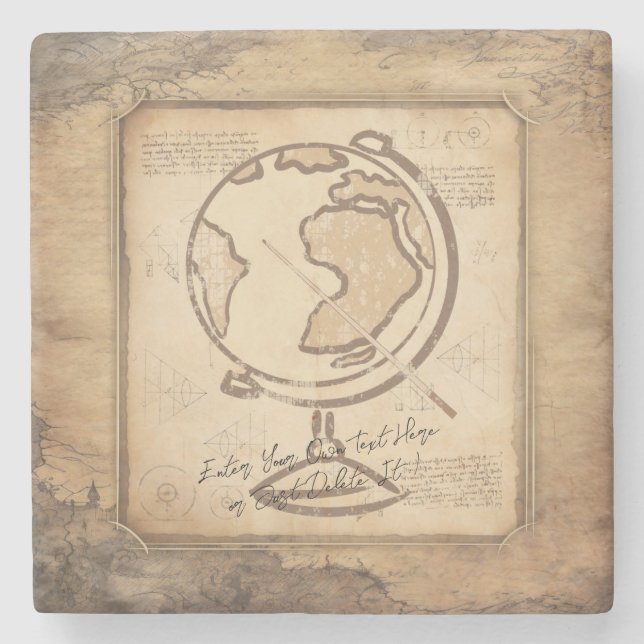 Dessous-de-verre En Pierre Vintage Globe. Géographie et histoire Cadeau de l' (Devant)