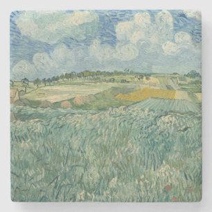 Dessous-de-verre En Pierre Vintage Van Gogh Plaine à Auvers avec nuages de pl