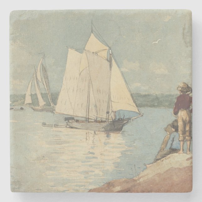 Dessous-de-verre En Pierre Vintage Winslow Homer Clear Sailing (Devant)