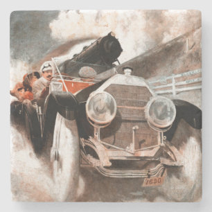 Dessous-de-verre En Pierre Voiture contre le train par William Harnden