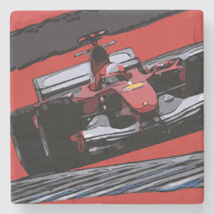 DESSOUS-DE-VERRE EN PIERRE VOITURE DE LA RACE ROUGE - PASSION