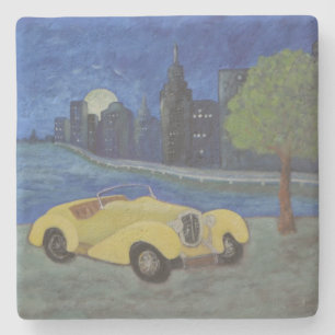 Dessous-de-verre En Pierre Voiture Vintage En Ville
