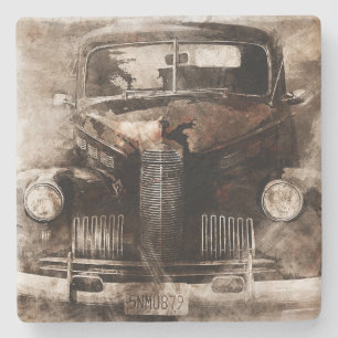 Dessous-de-verre En Pierre Voiture vintage rustique