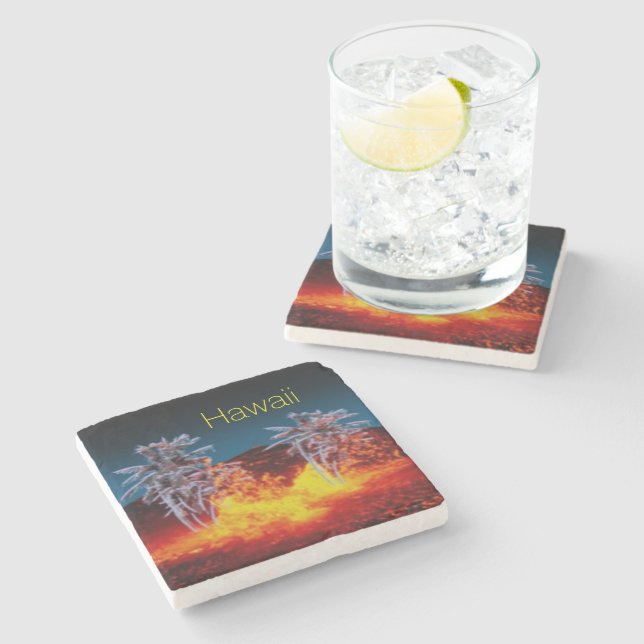 Dessous-de-verre En Pierre Volcans d'Hawaï (Côté)