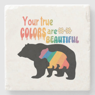 Dessous-de-verre En Pierre Vos Vrais Couleurs Sont Belles - Ours Silhouette