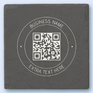 Dessous-de-verre En Pierre Votre code QR & Texte modifiable Noir & Blanc
