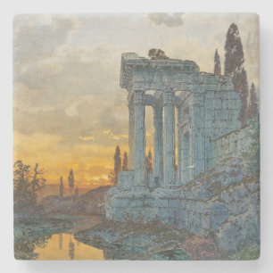 Dessous-de-verre En Pierre Vue sur l'Italie du Sud avec les ruines romaines a