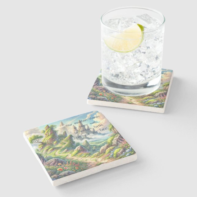 Dessous-de-verre En Pierre Whimsical Path & Quote (Côté)