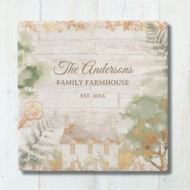 Dessous-de-verre En Pierre Whimsical Rustic Country House Family Name (In situ)