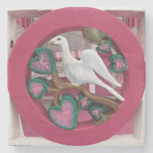 Dessous-de-verre En Pierre White Dove on Pink - Martha's Vineyard