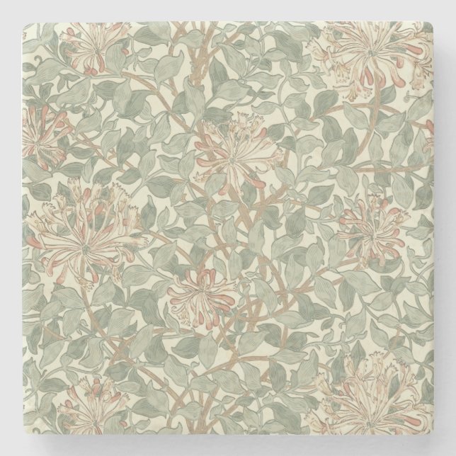 Dessous-de-verre En Pierre William Morris Honeysuckle Vert Floral (Devant)