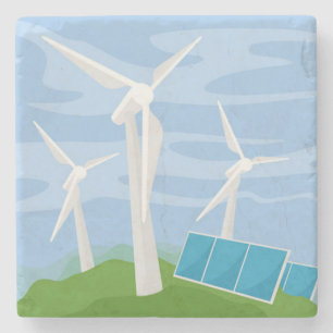 Dessous-de-verre En Pierre Windmills et cellules solaires