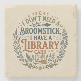 Dessous-de-verre En Pierre Witchy Librarian Library Card Book Lover Custom