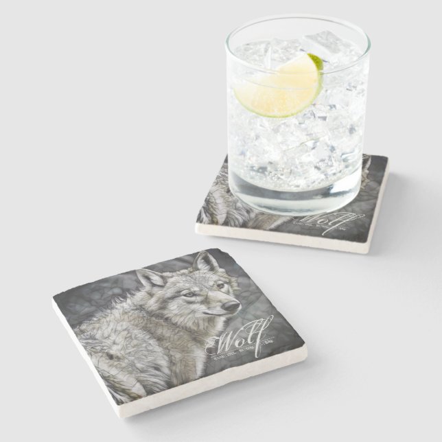 Dessous-de-verre En Pierre Wolf [Stone Coaster] (Côté)