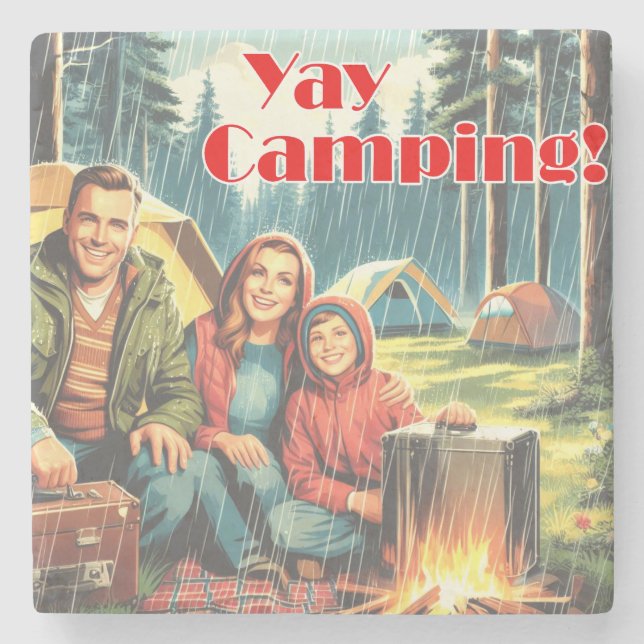 Dessous-de-verre En Pierre Yay Camping Dans La Pluie (Devant)